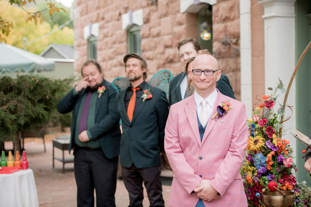 Mark surrounded by groomsmen