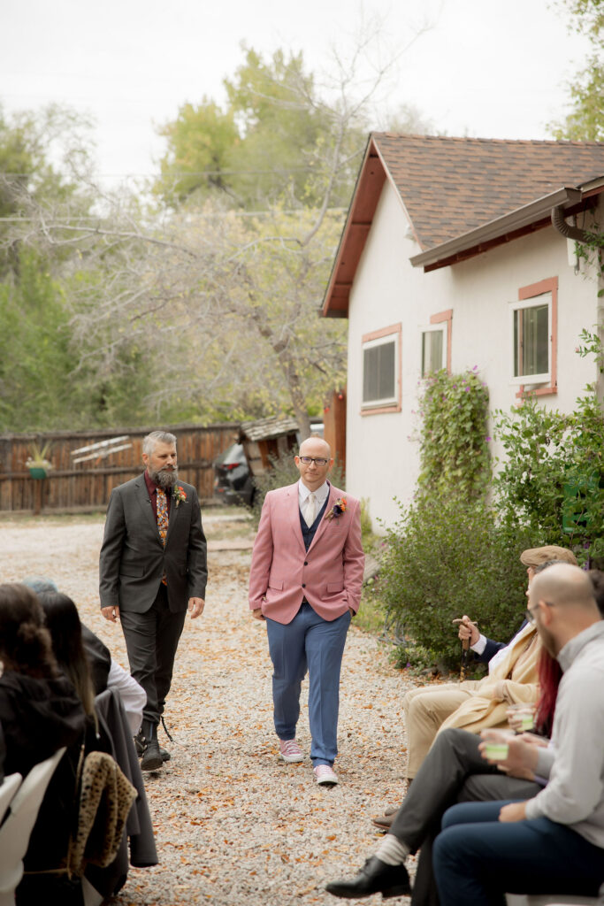 Mark walking toward the ceremony site