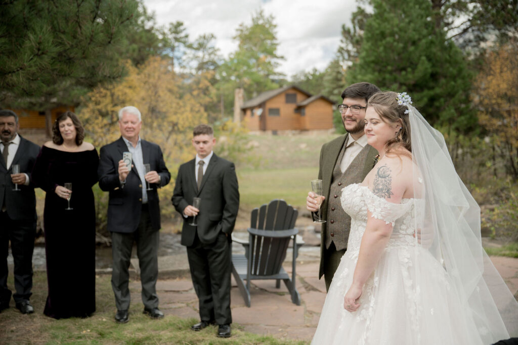 Olivia and Andrew with friends and family